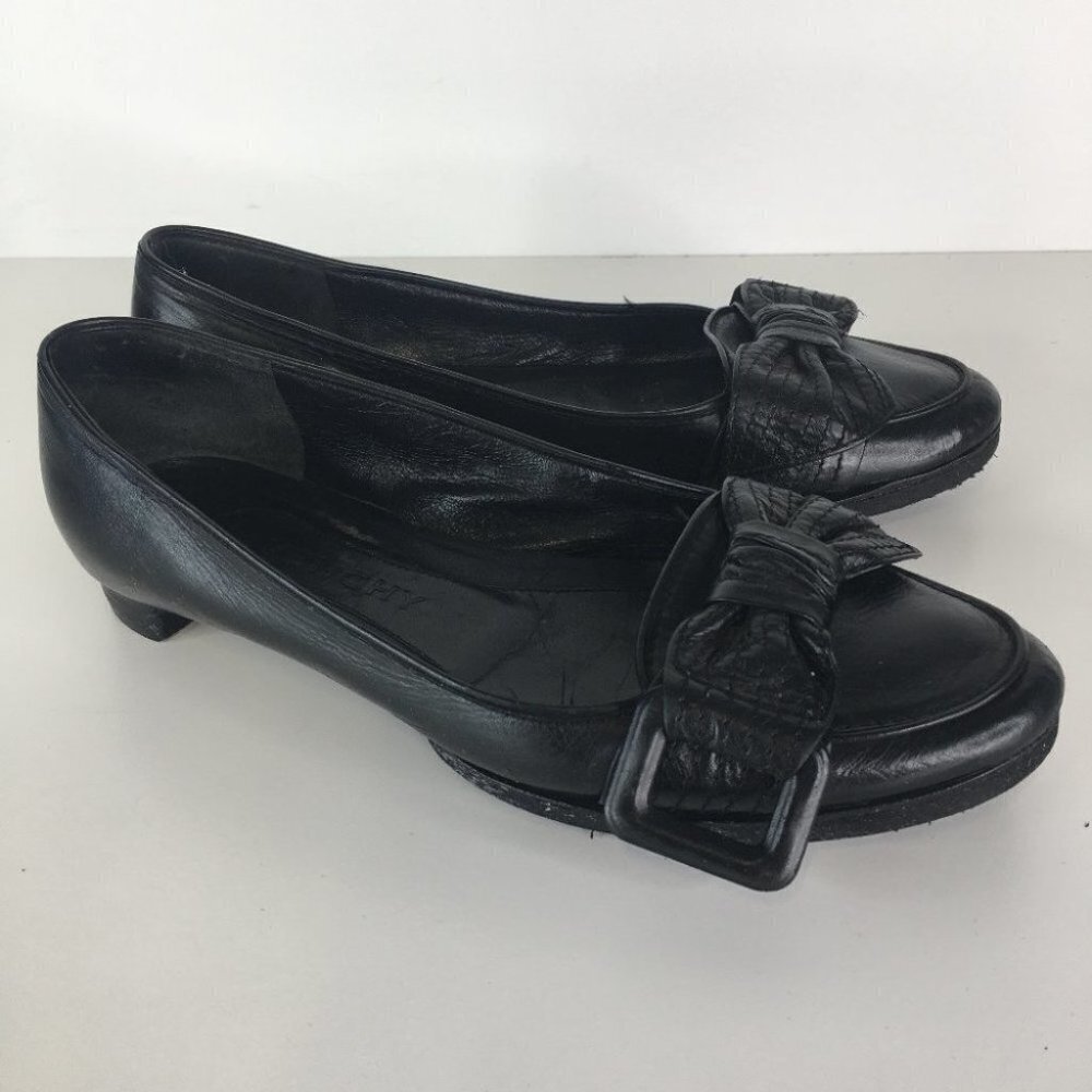Givenchy Black Bow Leather Loafer Slip On Shoes Size 37
